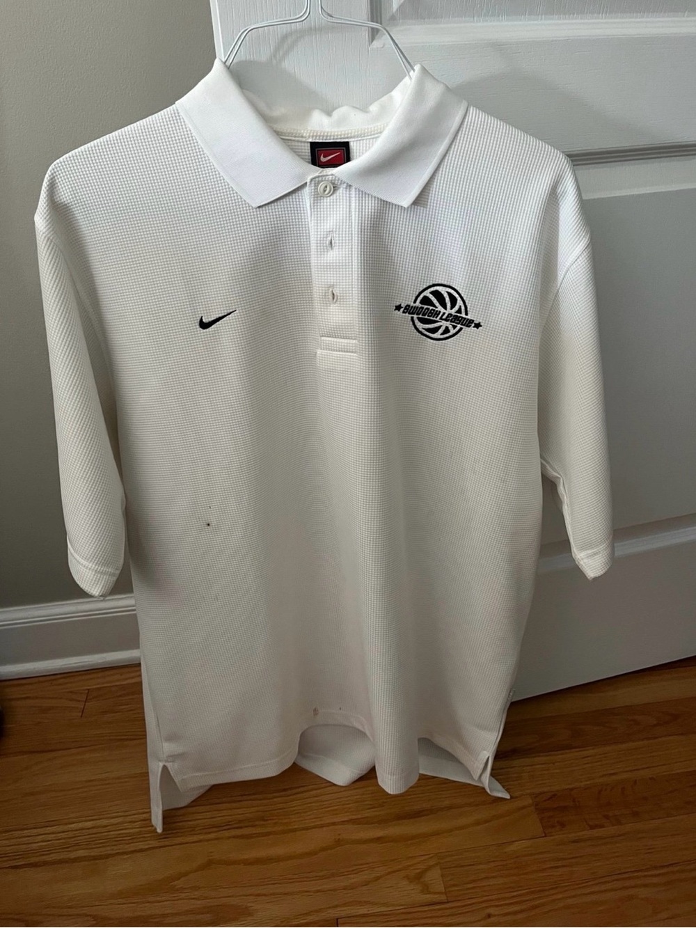 Vintage Men’s Nike Swoosh League Polo White Shirt Size Large